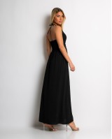 Φόρεμα maxi με cut out μαύρο Φόρεμα maxi με cut out μαύρο
