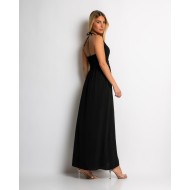 Φόρεμα maxi με cut out  μαύρο