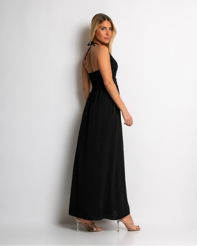 Φόρεμα maxi με cut out μαύρο Φόρεμα maxi με cut out μαύρο