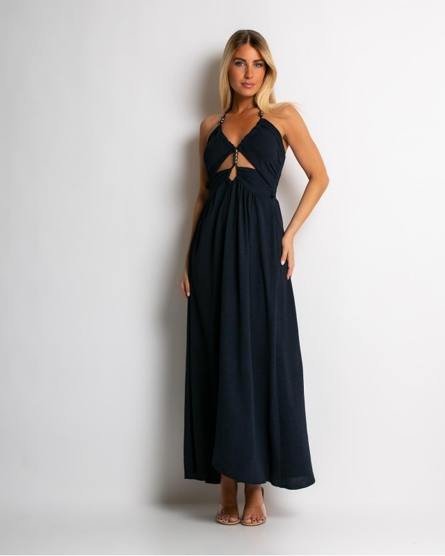 Φόρεμα maxi με cut out navy Φόρεμα maxi με cut out navy