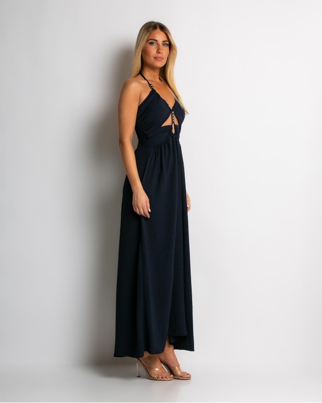 Φόρεμα maxi με cut out navy Φόρεμα maxi με cut out navy