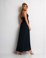 Φόρεμα maxi με cut out navy Φόρεμα maxi με cut out navy