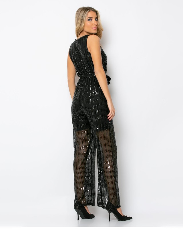 Ολόσωμη φόρμα παγιέτα μαύρη