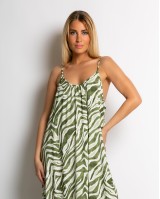 Φόρεμα zebra print λαδί Φόρεμα zebra print λαδί