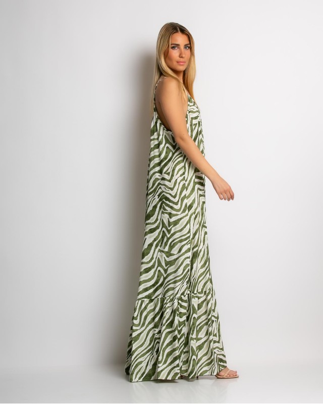 Φόρεμα zebra print λαδί Φόρεμα zebra print λαδί