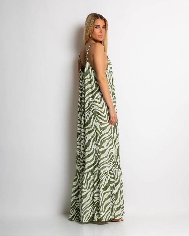Φόρεμα zebra print λαδί Φόρεμα zebra print λαδί