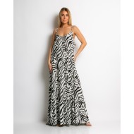 Φόρεμα zebra print μαύρο