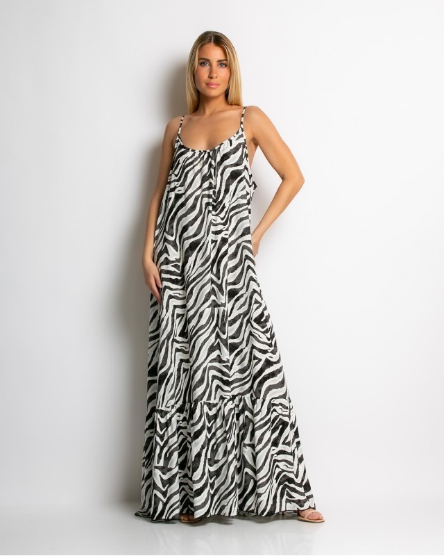Φόρεμα zebra print μαύρο Φόρεμα zebra print μαύρο