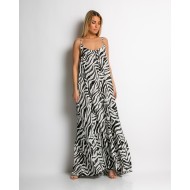 Φόρεμα zebra print μαύρο