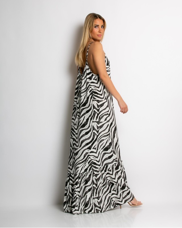 Φόρεμα zebra print μαύρο Φόρεμα zebra print μαύρο