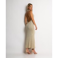 Φόρεμα lurex με ανοιχτή πλάτη χρυσό