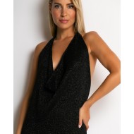 Φόρεμα lurex με ανοιχτή πλάτη μαύρο