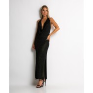 Φόρεμα lurex με ανοιχτή πλάτη μαύρο