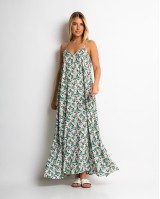 Φόρεμα floral με V πράσινο Φόρεμα floral με V πράσινο