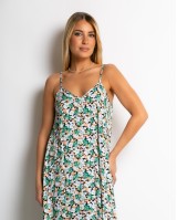 Φόρεμα floral με V πράσινο Φόρεμα floral με V πράσινο