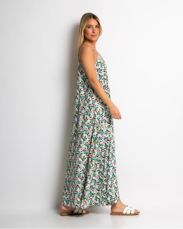 Φόρεμα floral με V πράσινο Φόρεμα floral με V πράσινο