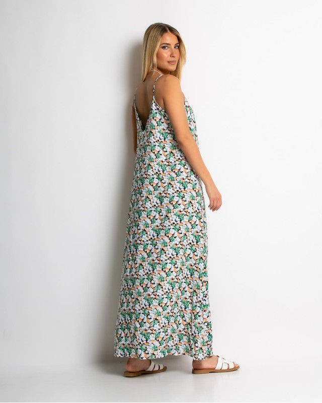 Φόρεμα floral με V πράσινο Φόρεμα floral με V πράσινο