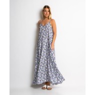 Φόρεμα floral με V μωβ