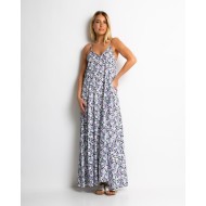Φόρεμα floral με V μωβ