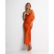 Φόρεμα ντραπέ με σκίσιμο στο πλάι εκάι