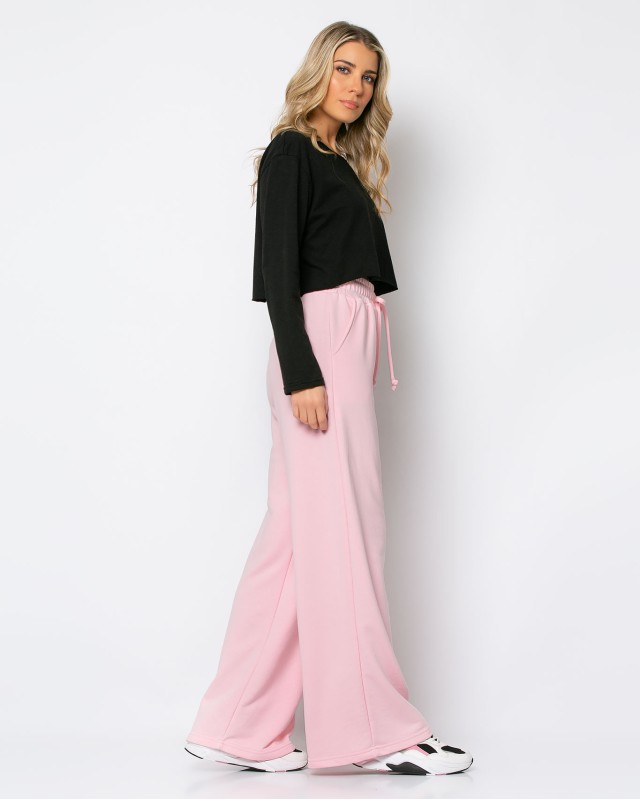 Φόρμα φαρδιά φούτερ αχνούδιαστο ροζ απαλό