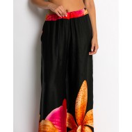 Παντελόνα με floral print μαύρο