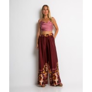 Παντελόνα με floral print κεραμιδί