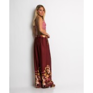 Παντελόνα με floral print κεραμιδί