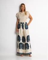 Παντελόνα με leaf print navy Παντελόνα με leaf print navy