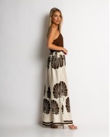 Παντελόνα με leaf print καφέ
