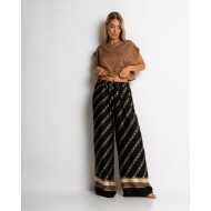 Παντελόνα με chain print μαύρο