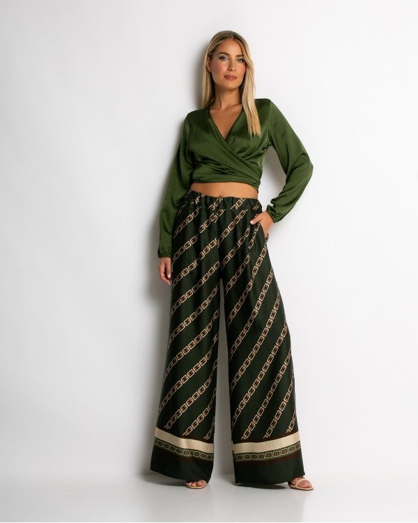 Παντελόνα με chain print μαύρο