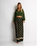Παντελόνα με chain print χακί