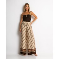Παντελόνα με chain print μπεζ