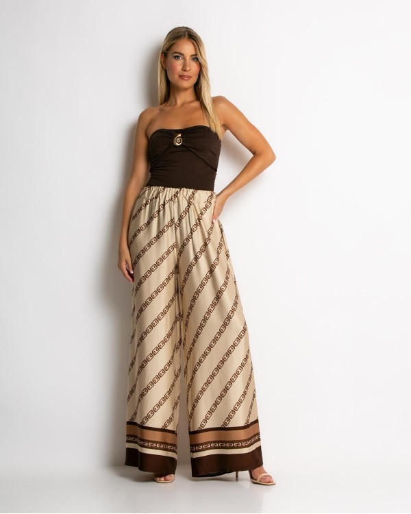 Παντελόνα με chain print μαύρο