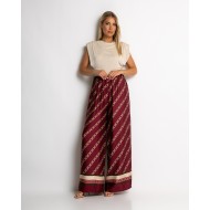 Παντελόνα με chain print μπορντώ