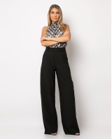 Παντελόνι φαρδύ με πιέτες μαύρο