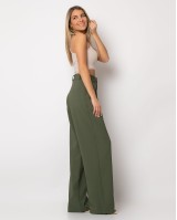 Παντελόνι φαρδύ με πιέτες χακί