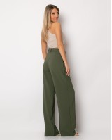 Παντελόνι φαρδύ με πιέτες χακί