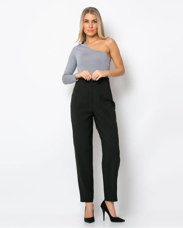 Παντελόνι ψηλόμεσο με πένσες Μαύρο