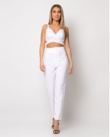 Παντελόνι ψηλόμεσο με πένσες λευκό