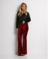 Παντελόνι καμπάνα παγιέτα  μπορντώ