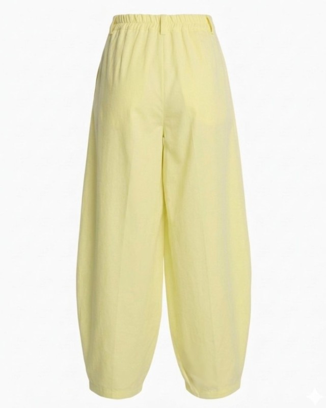 Παντελόνα carrot fit με κούμπωμα στο πλάι yellow