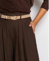 Παντελόνα ψηλόμεση με πιέτες καφέ