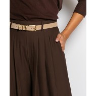 Παντελόνα ψηλόμεση με πιέτες καφέ