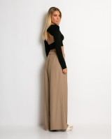 Παντελόνα ψηλόμεση με πιέτες ταμπά