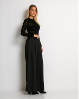 Παντελόνα ψηλόμεση με πιέτες μαύρο