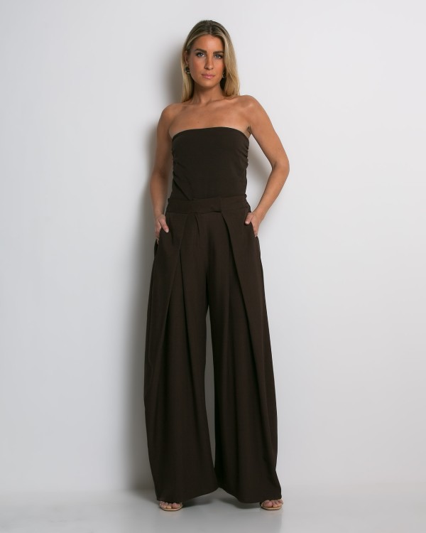 Παντελόνα wide leg με πιέτες μέντα