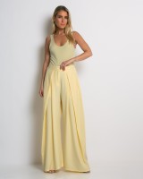 Παντελόνα wide leg με πιέτες lemon