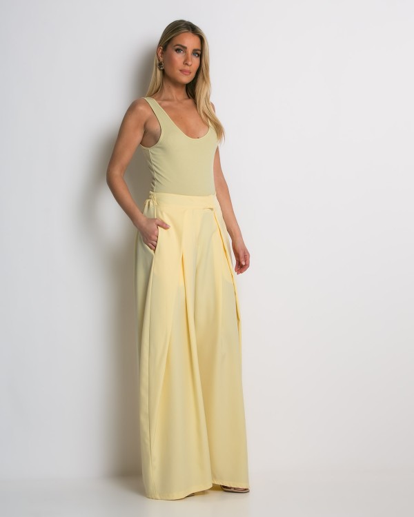 Παντελόνα wide leg με πιέτες μέντα